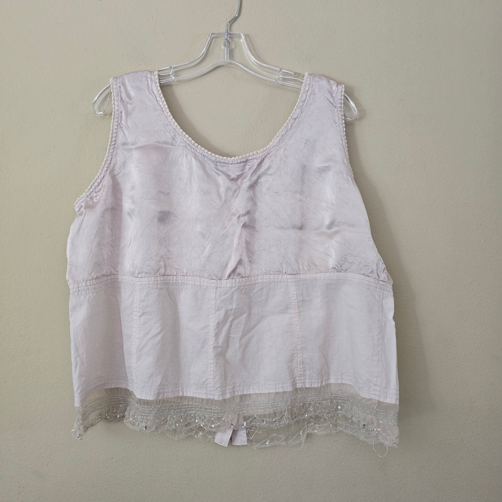 Phool Lavender Sleeveless Pintuck Sequin Trim Blouse Top Plus Size 1X Bohemian - Picture 3 of 14